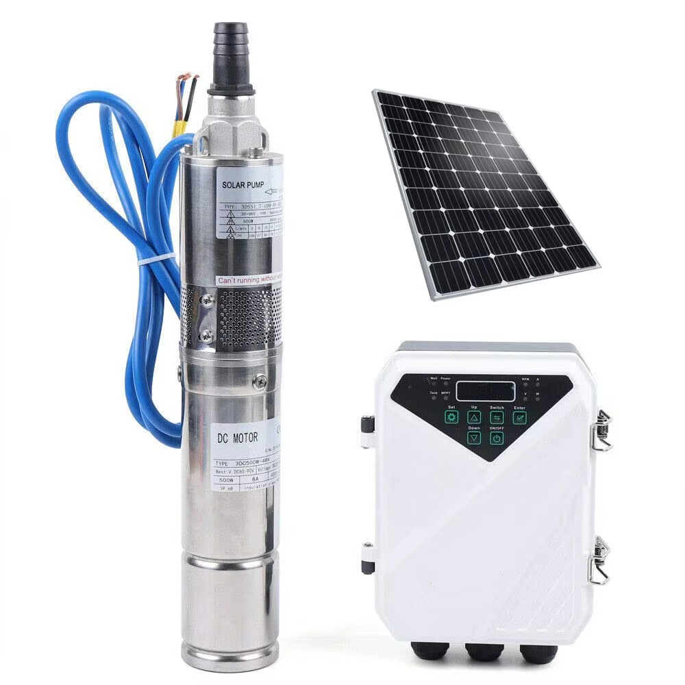 Solar Water Pump - ปั๊มน้ำพลังงานแสงอาทิตย์แบบจุ่มใต้น้ำแรงดันสูง 48 โวลต์ สำหรับบ่อน้ำลึก 120 เมตร