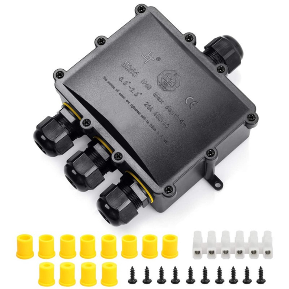 Waterproof Junction Box Solar - 4Way 1In3Out IP68 กันน้ํา 4-14 มม.สายไฟพลังงานแสงอาทิตย์
