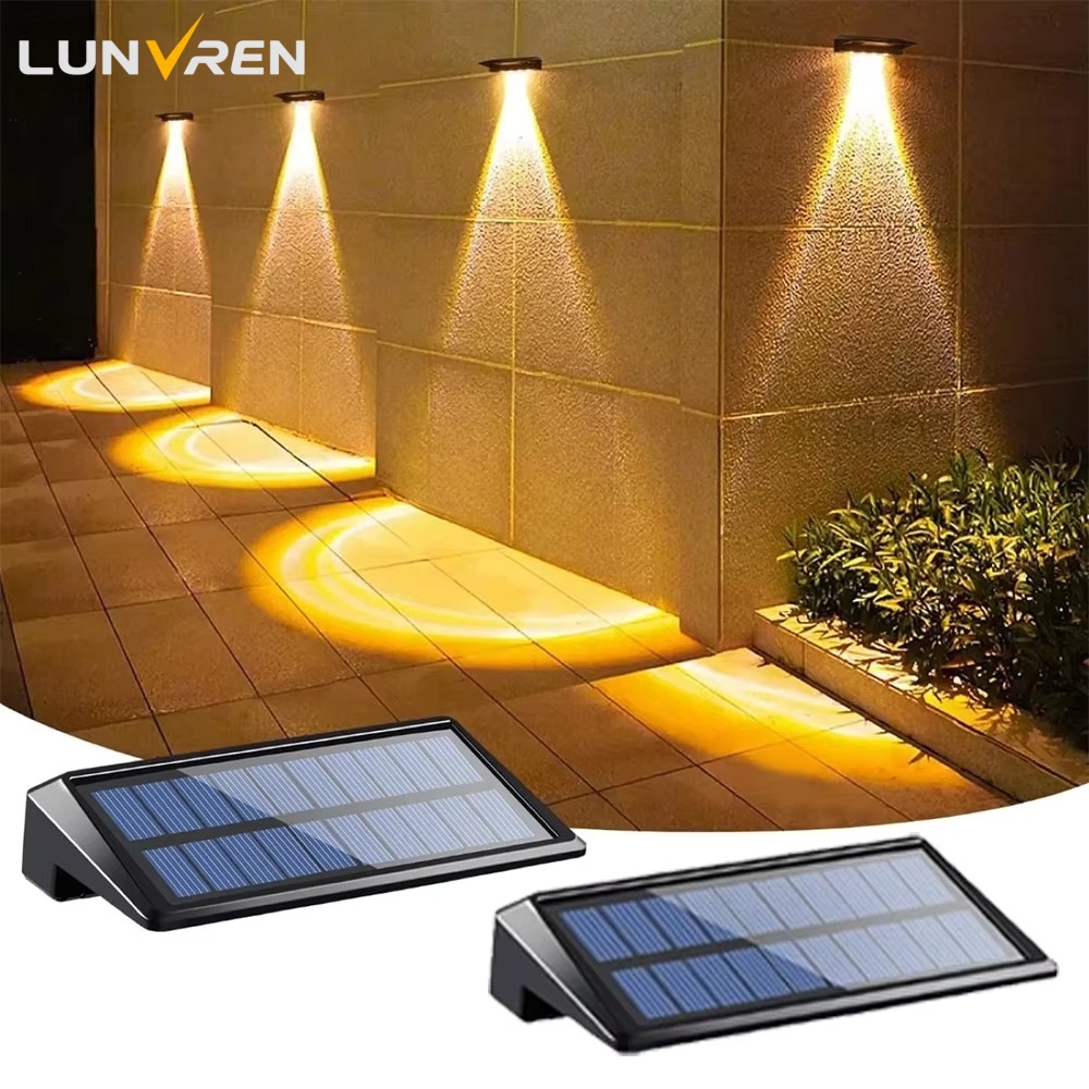 Waterproof Junction Box Solar - ไฟผนังพลังงานแสงอาทิตย์ 2 แพ็ค 4 ไฟ LED