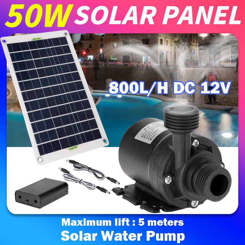 Solar Pool Pump Kit - 50W 12V เสียงต่ํา Brushless ปั๊มกลางแจ้งน้ําตกน้ําพุสวนสระว่ายน้ํา Pond