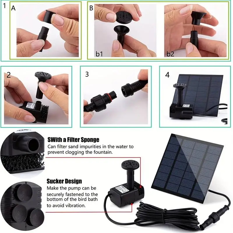 น้ําพุพลังงานแสงอาทิตย์ 6 หัวฉ - Solar Pool Pump Kit บทวิจารณ์และราคา