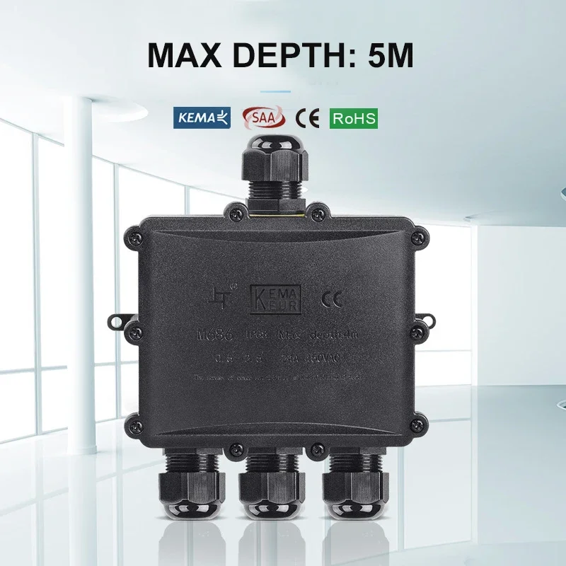 4Way 1In3Out IP68 กันน้ํา 4-14 - Waterproof Junction Box Solar บทวิจารณ์และราคา